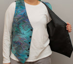 Silk vest, ocean blue Size M