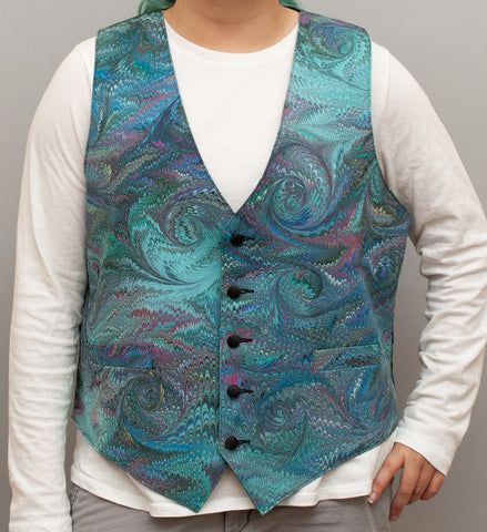 Silk vest, ocean blue Size M