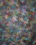 Large hand marbled charmeuse silk fabric, black