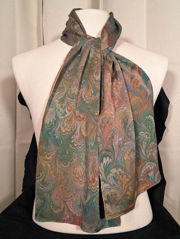 Scarf, tan medium weight silk rectangle 11"x53"