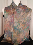 Scarf, tan medium weight silk rectangle 11"x53"