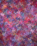 Large hand marbled charmeuse silk fabric, burgundy
