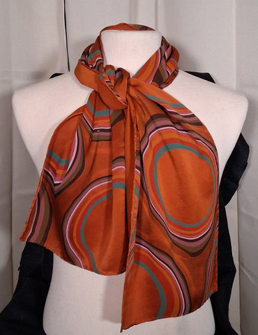 Scarf, burnt orange medium weight silk rectangle 11"x53"