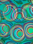 Large hand marbled charmeuse silk fabric, green