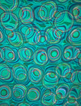 Large hand marbled charmeuse silk fabric, green