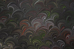 Large hand marbled charmeuse silk fabric, black
