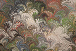 Large hand marbled charmeuse silk fabric, ecru