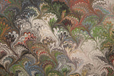 Large hand marbled charmeuse silk fabric, ecru