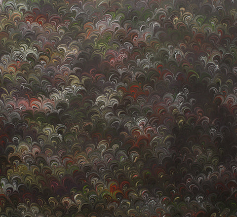 Large hand marbled charmeuse silk fabric, black