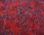 Large hand marbled charmeuse silk fabric, red