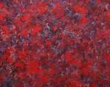 Large hand marbled charmeuse silk fabric, red