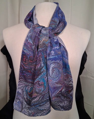 Scarf, lavender medium weight silk rectangle 8" x 50"