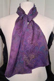 Scarf, purple medium weight silk rectangle 8" x 50"
