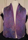 Scarf, purple medium weight silk rectangle 8" x 50"