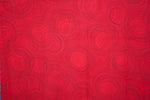 Large hand marbled charmeuse silk fabric, red