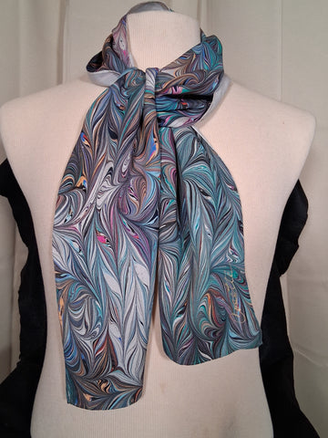 Scarf, white medium weight silk rectangle 8" x 50"