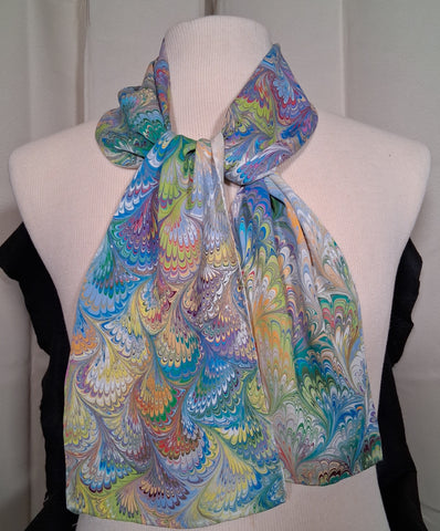 Scarf, white medium weight silk rectangle 8"x50"