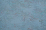 Large hand marbled charmeuse silk fabric, light blue
