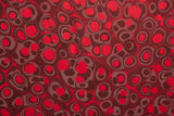 Large hand marbled charmeuse silk fabric, red
